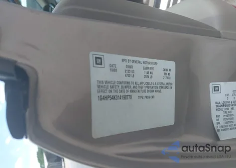 2001 Buick Lesabre Custom from USA, damaged, VIN 1G4HP54K314198778